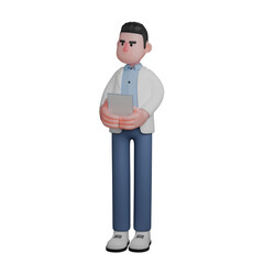 3D Professional Doctor. Male Doctor Holding and Reading Medical Records. Male Character Design