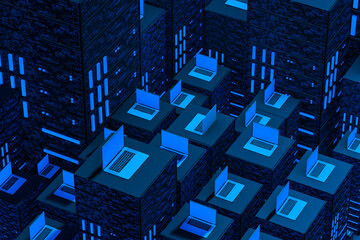 Laptop and servers in a data center cluster