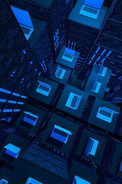 Laptop and servers in a data center cluster