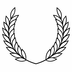 laurel wreath isolated on white, laurel wreath vector illustration, Christmas wreath vector art, laurel wreath silhouette, Line art laurel wreath vector icon, eps