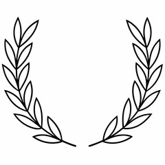 laurel wreath isolated on white, laurel wreath vector illustration, Christmas wreath vector art, laurel wreath silhouette, Line art laurel wreath vector icon, eps