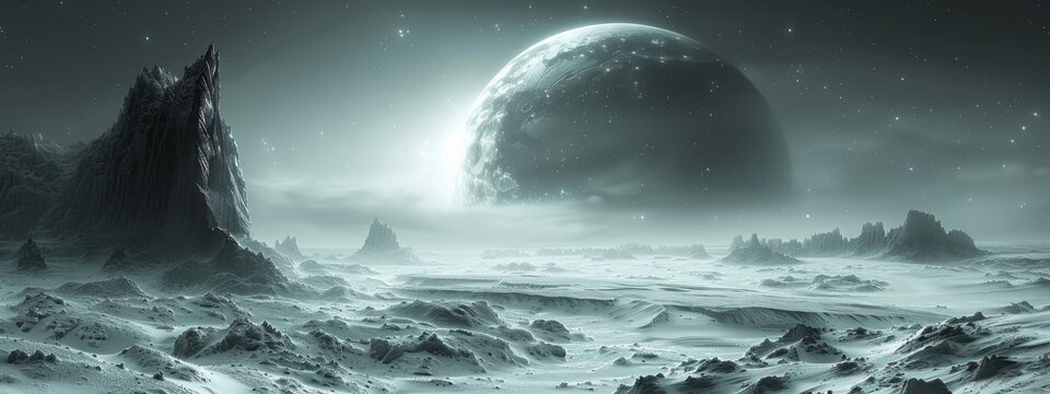 Mens full body view of 2024 vantablack annual FASHION , eternal space, planets, saturn , captured with a Hasselblad camera.