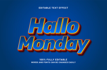 Obraz premium hallo monday editable text effect in simple and modern text style
