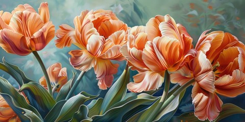 Apricot Parrot Tulips in Bloom