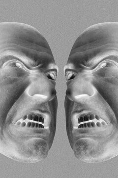 Collage with a two scary faces