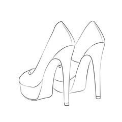 high heels Outline stype vector design element , illustration