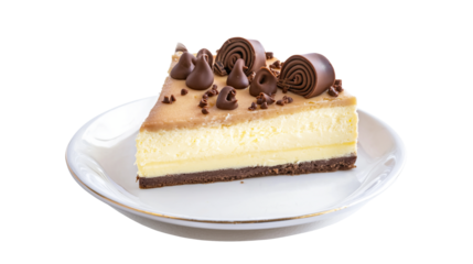 Chocolate cheese cake closeup transparent isolated
