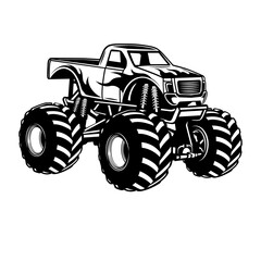 Monster Truck   Big Truck   Extreme Ride   Skilled Driver   Off-road Vehicle   Truck   Four-wheel Steering   Heavy Vehicle   Original Illustration   Vector and Clipart   Cutfile and Stencil © MEM