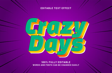 crazy days editable text effect in kids and happy text style