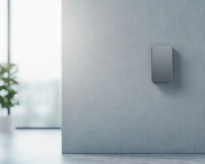 Living room with smart home temperature control, 3D visualization of climate settings, comfortable and modern environment