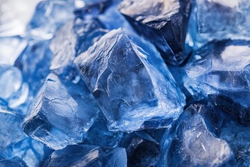 A pile of sapphire ice pieces