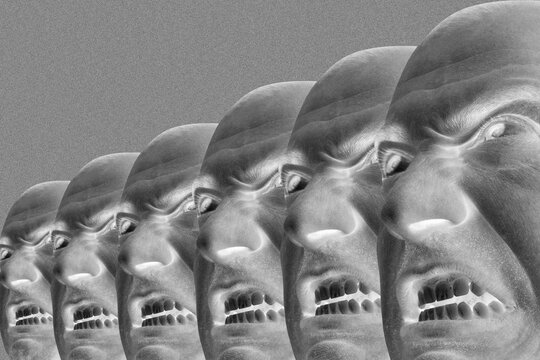 Collage with a group scary faces