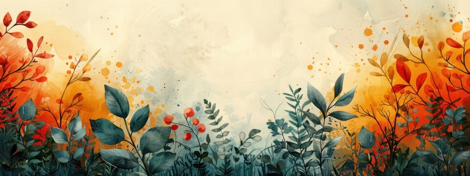 watercolor templete, hand-drawn elements, flat color blocks, sunprint, rough texture, playful motifs with more copy space.