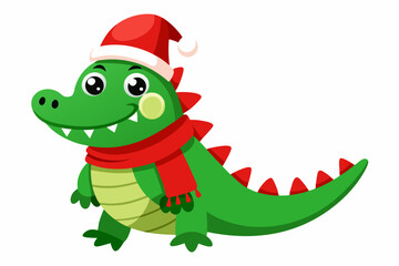 Festive Christmas Crocodile Vector Graphics for Holiday Design Projects – Ideal for Logos, Illustrations, Greeting Cards, and Unique Seasonal Branding to Add Holiday Cheer to Your Creative Work
