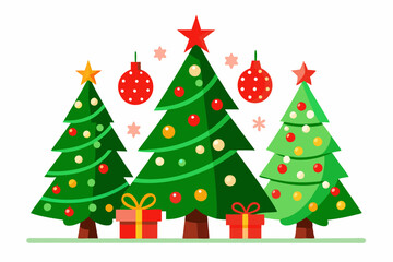 Charming Christmas Trees Vector Graphics for Holiday Design Projects Ideal for Greeting Cards, Logos, Illustrations, Gift Tags, and Unique Seasonal Branding to Add Festive Cheer