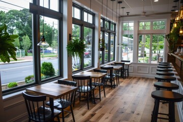 Obraz premium Experience a suburban cafe with a relaxed vibe and casual setting