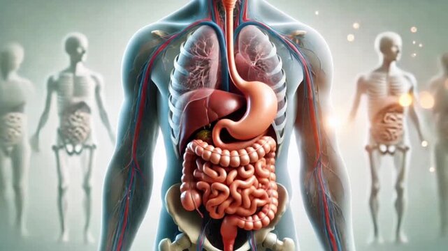 Comprehensive 3D Human Anatomy Animation - Detailed Visualization of Muscles, Bones, and Organs for Educational Use