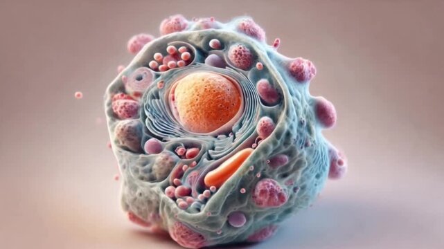 Detailed 3D Animation of Cell Structure - High-Resolution Visualization of Cellular Anatomy and Functions