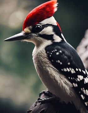 red crested spotted woodpecker perching on branch