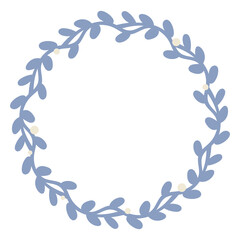 ナチュラルな青色の蔦のシンプルリースフレーム★PNG