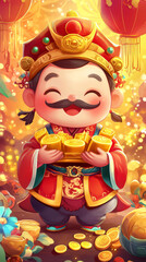 Obraz premium illustration_of_Cai_Shen_Ye_the_Chinese