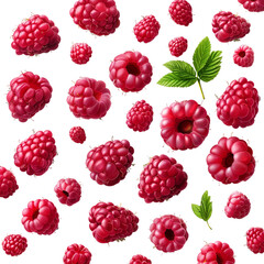 falling Raspberry  isolated on transparent background.
