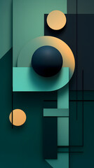 Digital blue green geometric layered abstract graphic poster web background