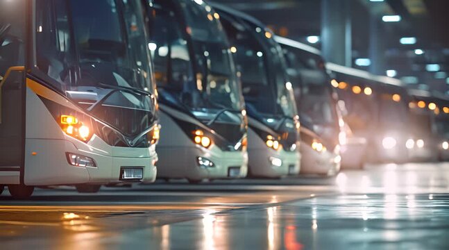 Busses Parked Inside a Garage