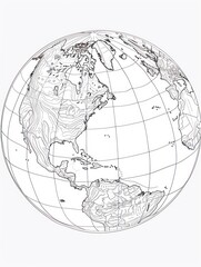 Hand drawn world map with focus on North and South America.