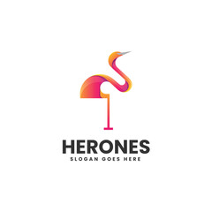 Vector Logo Illustration Heron Gradient Colorful Style