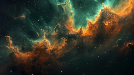 Obraz premium An ethereal emission nebula that spans across the cosmic canvas like a river of light