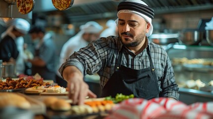 Chef Preparing Food in a Busy Kitchen