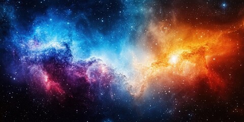 Naklejka premium Cosmic Nebula: A Celestial Tapestry of Colors