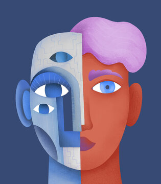 Concept of interaction between human and technologies.