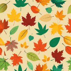 Obraz premium seamless pattern of colorful autumn leaves scattered on the ground