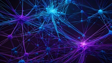 Fototapeta premium A colorful image of many purple and blue dots that are connected to each other