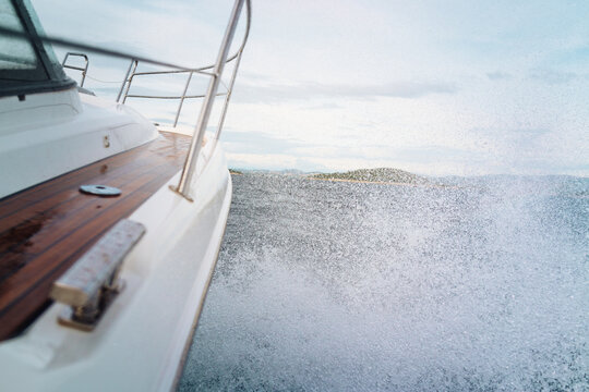 Motorboat battles Through Waves