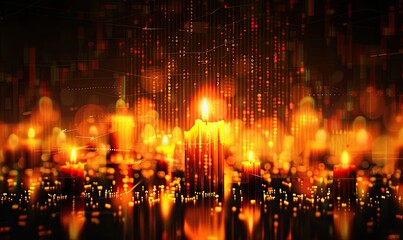 Fototapeta premium Metaphorical candlesticks and the stock market. decline, collapse, burned assets. collapse, fall, collapse. Market Breakdown, Sharp Decline. background. Stock market. .Analytical Concept