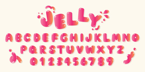 Cute hand drawn letters and numbers vector set. Bubble glossy style alphabet with doodle element. Cartoon font for events, promotion, logo, banner, monogram, poster, sticker, print.