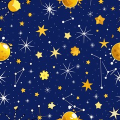 Naklejka premium seamless pattern of starry night sky with constellations