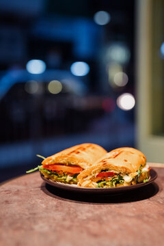 Vegetable Panini Sandwich on Plate