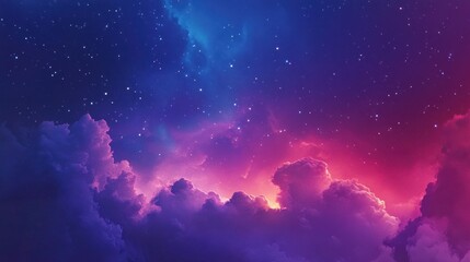 Naklejka premium Night sky with stars, clouds, nebula and galaxies.