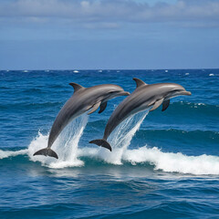 Fototapeta premium dolphin jumping on the sea weaves