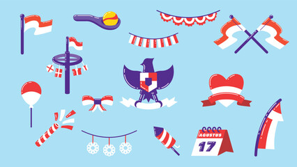 Indonesia Independence Day Colorful Illustration