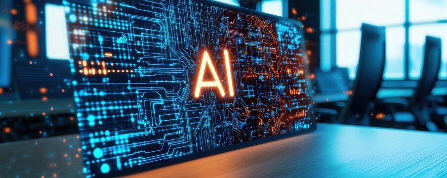 Futuristic AI Exam Prep with Interactive Flashcards in Modern Study Room