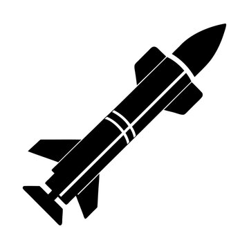recommend clip art: Black silhouette guided missile weapon icon and vector illustration isolated on a white background