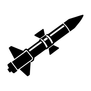 recommend clip art: Black silhouette guided missile weapon icon and vector illustration isolated on a white background
