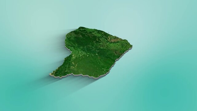 French Guiana Map Animation.  3d animation of French Guiana map