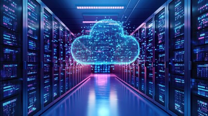 Abstract Big Data Cloud Technology Concept with Digital Storage Solutions