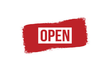 Brush style open red banner design isolated on white background.